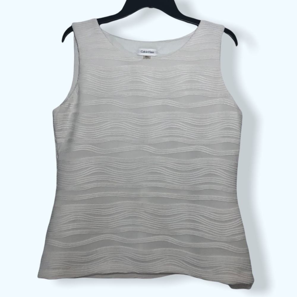 Calvin Klein White Textured Tank Top Sz Lg